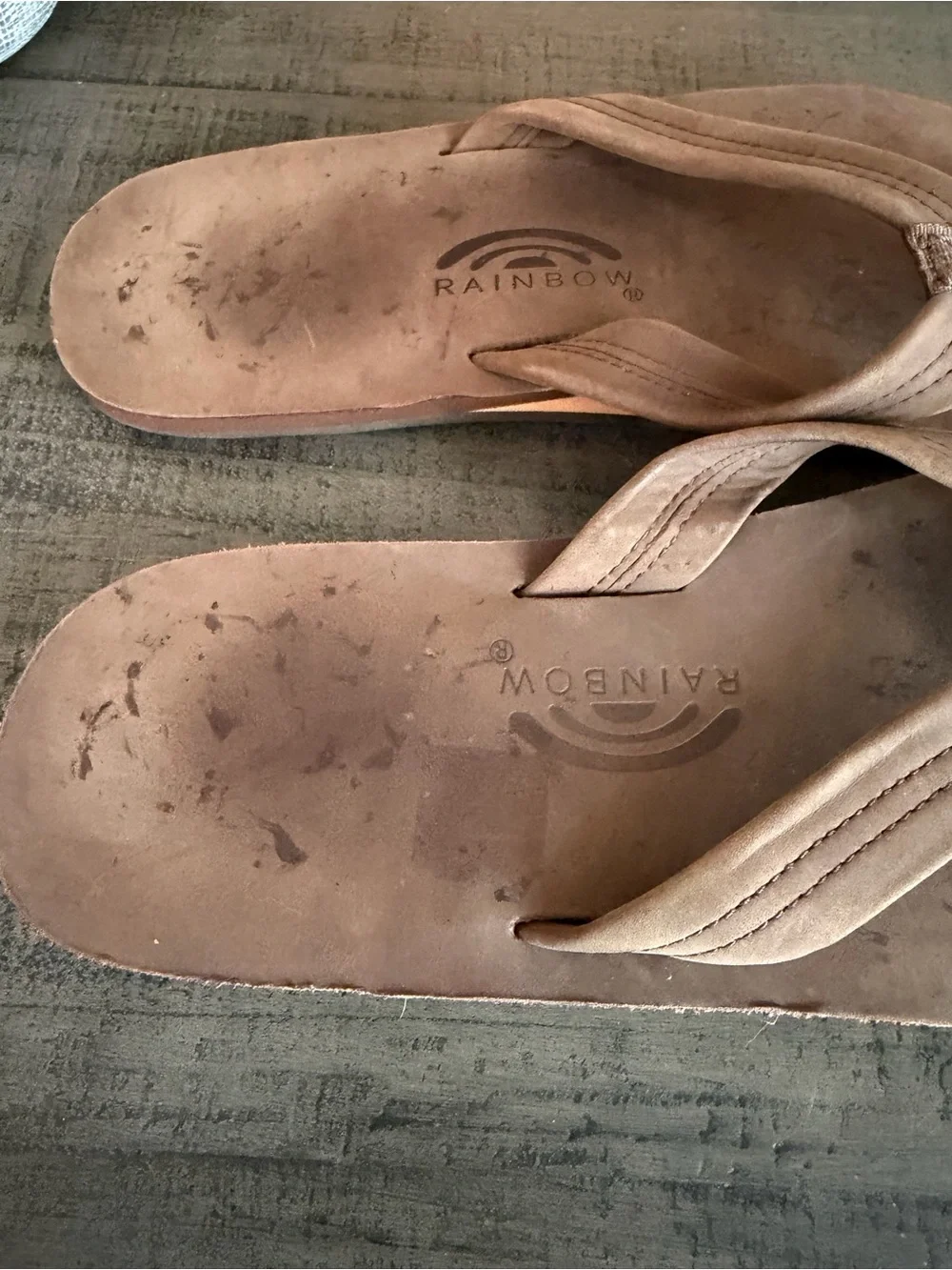 Rainbow Brown Men's Flip Flops with Padded Thong Straps XL 11-12